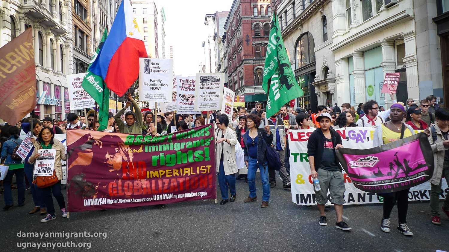 people in a street protesting