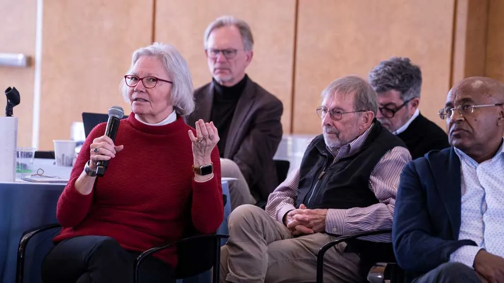 audience member asks a question