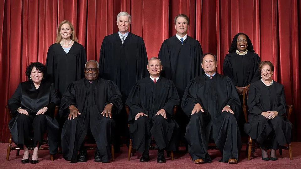 Formal group photograph of the Supreme Court as it was comprised on June 30, 2022 after Justice Ketanji Brown Jackson joined the Court. 