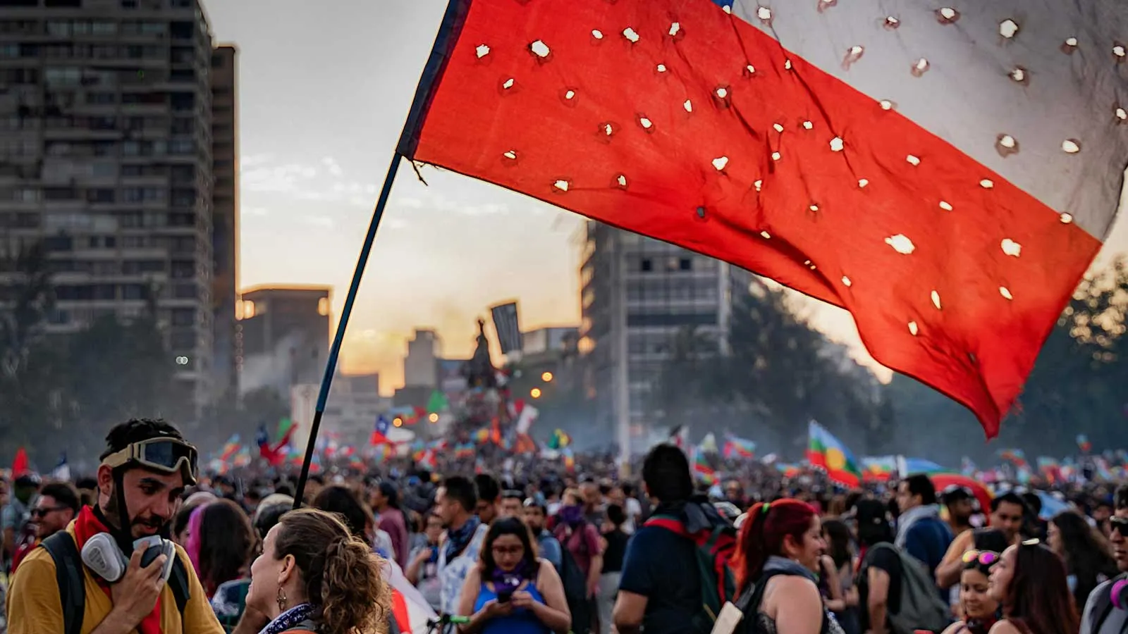 photo of demonstration in Santiago, Chile