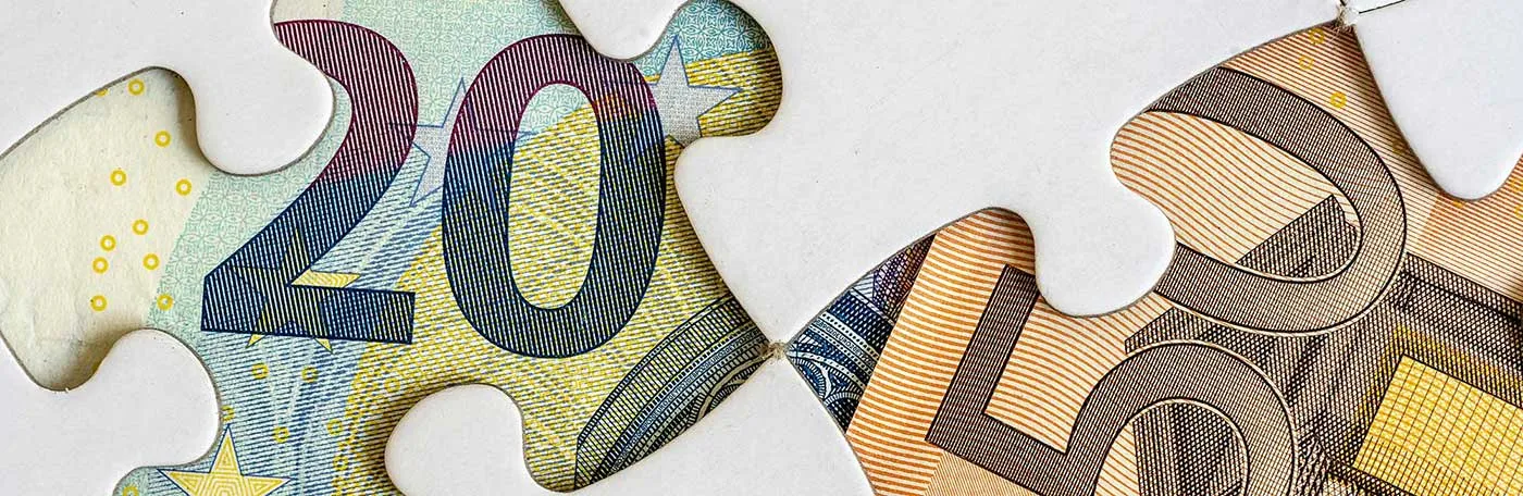 Puzzle pieces of euros 